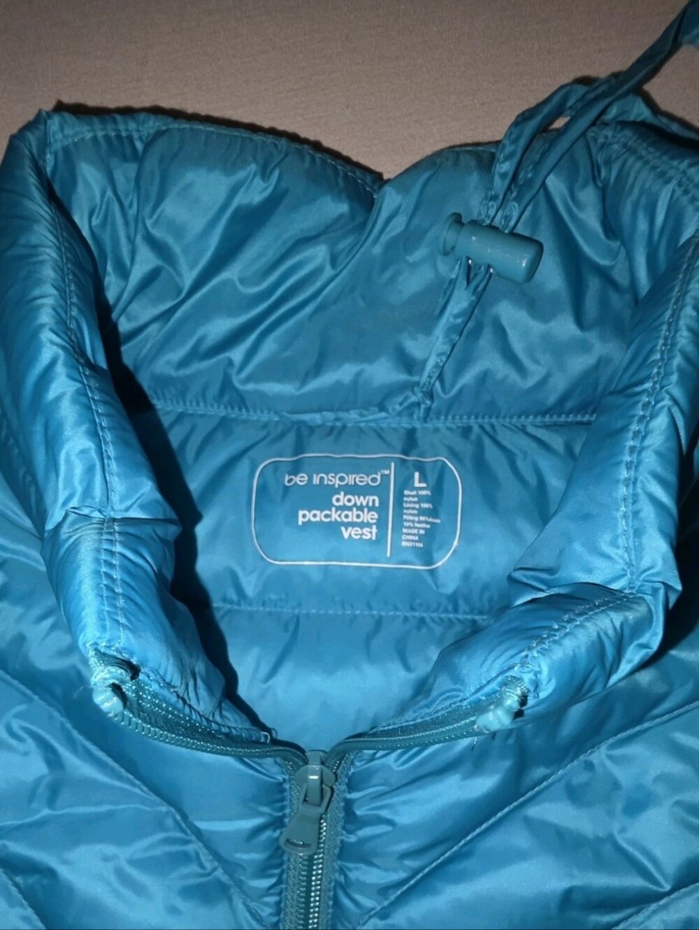BE INSPIRED Down Filled Quilted Puffer Vest Packable Women’s Turquoise Large - Picture 2 of 5